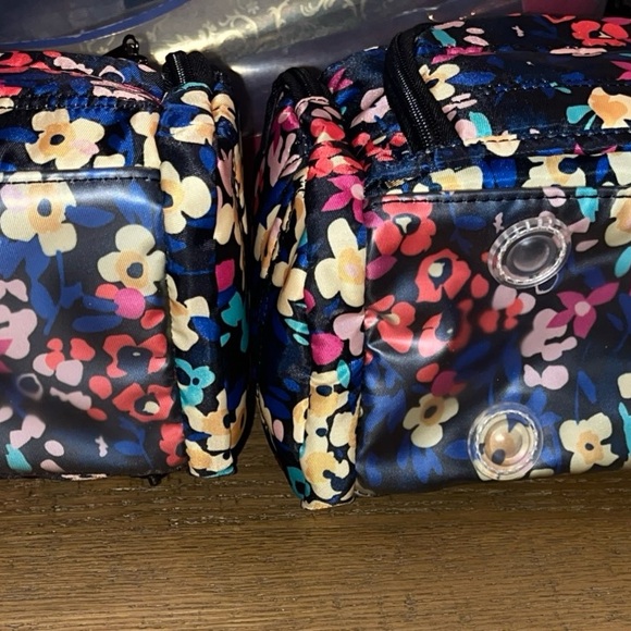 Lug Trolley & Mini Trolley Blue Black Multicolor Floral Cosmetic Bags Lot Of 2 - Picture 6 of 16